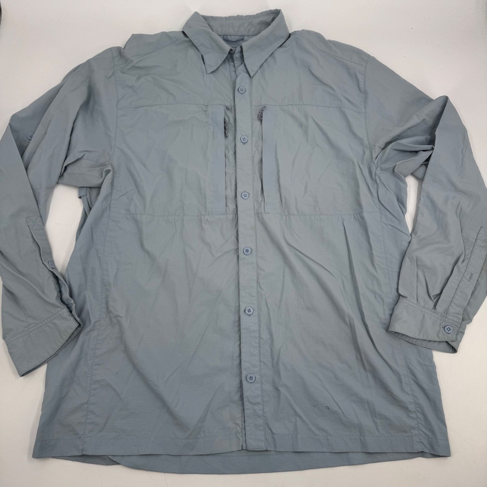 Simms Fishing Shirt Mens Button Down Long Sleeve Outdoor Blue XXL